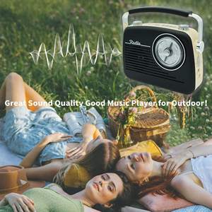 Radio AM/FM portable vintage avec poignée, écran LCD et haut-parleur intégré - Product Image 6