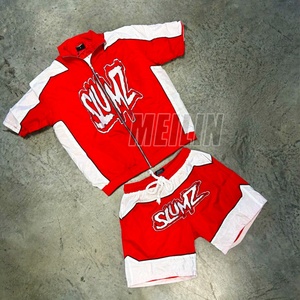 Custom Private Brand logo 3m Reflective Stripe Jogging Shorts Set Zip up Nylon <b>Tracksuit</b> for Men Windbreaker Shorts Set - Product Image 3