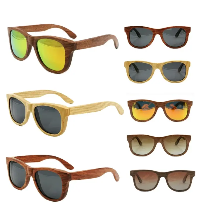 natural handmade personalized custom logo custom polarized bamboo wooden sunglasses for men customized no moq