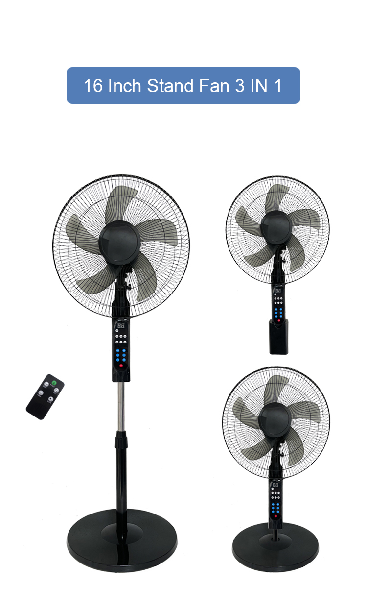 16 18 Inch 3 In 1 AC Motor Remote Stand Fan 5 PP Blades Metal Grill Stand Floor Fan Good Quality Stand Fan