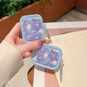 Funda para Auriculares <span class=keywords><strong>AirPods</strong></span> 1/<span class=keywords><strong>2</strong></span> Pro <span class=keywords><strong>2</strong></span>, Diseño de Nicho con Pequeñas Flores Púrpuras, Funda 3D Suave con Marco para la Tercera <span class=keywords><strong>Generación</strong></span> - Product Image 1