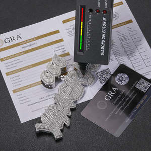 लक्जरी वी बनाम मोसानाइट डायमंड पेलेंट ने हाइप गहने दो टोन प्रारंभिक पत्र 925 स्लाइडंट हिफोप कस्टम मोइससानाइट पेंडेंट - Product Image 4