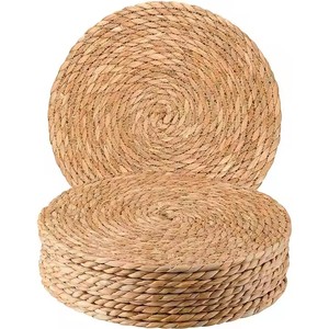 Sottopiatti Rotondi Decorativi, Tappetini Isolanti, Sottobicchieri per Feste, Sottopiatto in Giacinto d'Acqua Intrecciato, Giunco Marino e Rattan per Tavolo da Pranzo - Product Image 1
