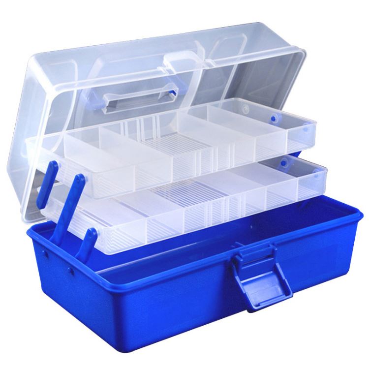 Topline Portable 3 Layers Multifunctional Fishing Lure Reel Tools Box  Durable Plastic Big Tackle Box
