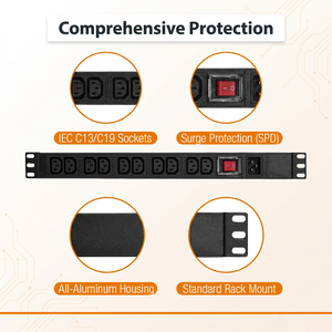 Промышленный блок распределения питания (PDU) IEC <span class=keywords><strong>1U</strong></span> из алюминиевого сплава с сертификатом CE, с кабелем питания 14AWG для сетевого и ИТ-управления - Product Image 6