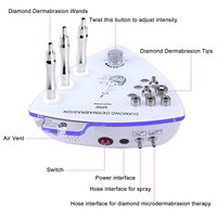 Kit de dermabrasion en cristal Portable dispositif de peau de beauté 3 en 1 pointe de diamant Microdermabrasion vide points noirs Machine faciale