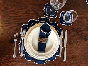 Broderie Pétoncle Côté Serviettes Dîner Serviettes sous-verres 100% Lin À La Main Pp Sac Plaine Teint Accepter Des Conceptions Personnalisées 50pcs - Product Image 6
