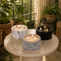 Bougie LED sans flamme en pot de céramique à motif marbré, pour une décoration intérieure chaleureuse et confortable, bougie électronique à 3 mèches, cadeau