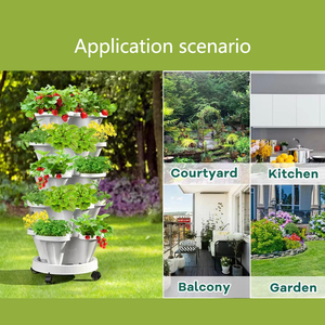 Macetas apilables de plástico duradero de varios niveles de 3o 4 pétalos, macetas de verduras y hierbas de fresa, jardín Vertical <span class=keywords><strong>para</strong></span> interiores y exteriores - Product Image 2