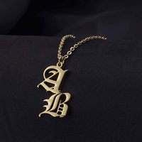 Vintage Ancien Anglais Lettres Doubles Pendentif Bijoux Collier Pour Les Femmes D'or Personnalisée Toute 26 Lettre Initiale Couple Colliers