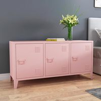 Meuble TV moderne rose à 3 portes en métal, armoire de rangement pour salon et chambre, meuble TV bas, casier de rangement, mobilier de style urbain