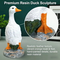 Statue de canard blanc 29 cm en résine écologique, ornement fantaisie pour jardin et bureau, décoration extérieure pour cour, patio, maison MIYUE