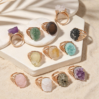 Bague en laiton plaqué or rose, faite à la main, vintage, ovale, avec pierre Druzy verte, bijoux de mariage et de fiançailles pour femmes