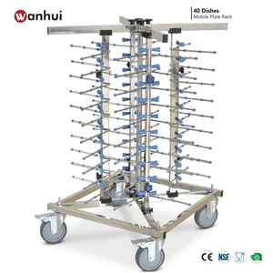 Catering Wholesale <b>Stainless</b> <b>Steel</b> 40 80 Plates Mobile Plate <b>Rack</b> with Casters - Product Image 1