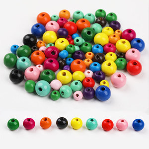 Colored Wooden <b>Beads</b> Mixed Color Round 600 Pieces For Diy Craft Jewelry Making Home Decoration Children's Toy <b>Set</b> - Product Image 2
