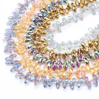 Lot de 95 perles en verre cristal plaqué, forme poire à facettes, goutte d'eau, marquise, 6x12mm, pour la fabrication de bijoux DIY, boucles d'oreilles et pendentifs