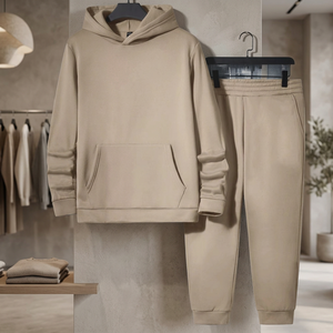 Conjunto Deportivo Informal de 2 Piezas para Hombre, con Capucha y Cuentas, con Logotipo Personalizado, para Invierno, 100% Algodón, Secado Rápido, Transpirable, Venta al Por Mayor - Product Image 3