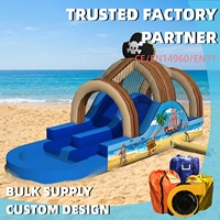 Toboggan aquatique gonflable commercial à thème pirate, double piste, pour entreprises de location d'événements et parcs d'attractions
