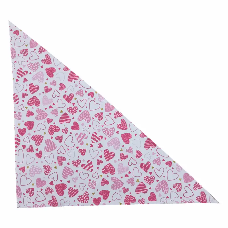 Seri merah muda cetakan bunga segitiga bandana Clematis Montana pola pakaian leher peliharaan syal katun bernapas dekorasi handuk