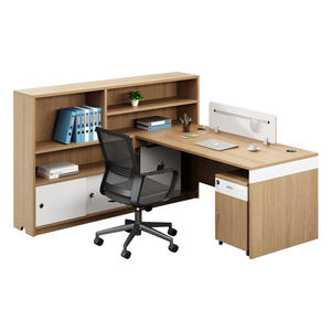 L-förmiger Schreibtisch mit Seitens chrank Akten schrank-Moderner minimalisti scher Personal-Büro-Computer tisch - Product Image 1