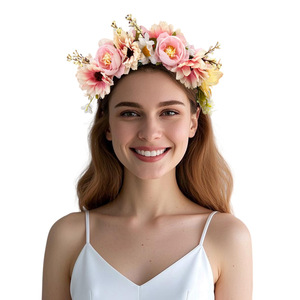 Diadema Romántica con <span class=keywords><strong>Flores</strong></span>, Horquilla para el Cabello, Tocado Floral para Bodas y Fiestas, para Novias y Mujeres - Product Image 1