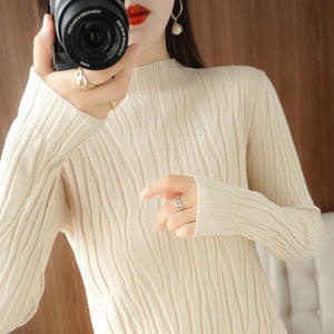 2022 Designer Fall Winter Cable Knit Sweater Woman Pull Femme Hiver Crochet Knitted Plain Crewneck Sweaters for <strong>Women</strong> - Product Image 3