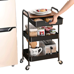 Carrito de Almacenamiento Móvil de Hierro de 3 Niveles, Mesa Auxiliar con Ruedas para Café y Té, para Sala de Estar, Cocina y <span class=keywords><strong>Baño</strong></span> - Product Image 1