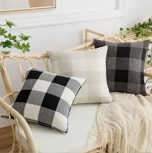 북유럽 클래식 저렴한 도매 침실 높은 의자 홈 장식 짠 인쇄 격자 무늬 체크 무늬 쿠션 커버