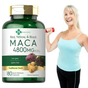 High potency extract maca root capsules herbal supplement red yellow and black maca