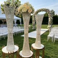 Support de fleurs moderne en verre cristal doré et argenté, à plusieurs niveaux, pour mariage, table, ornement, fête, événement, décoration intérieure