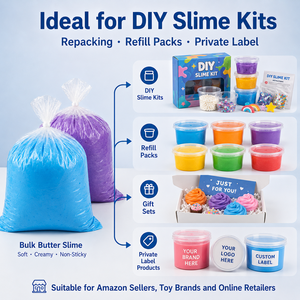 Slime au beurre en vrac de 10 kg, vente en gros, doux, extensible, non collant, jouet sensoriel, couleur et texture personnalisées, kits de bricolage, fabricant de slime - Product Image 3