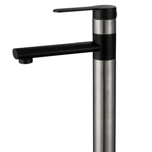 Venda quente 304 Aço Inoxidável Single Cold Water Sink Taps Banheiro Wash Single Handle Mixer Basin Faucet alto corpo