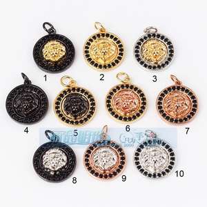 Commercio all'ingrosso fai da te bracciale collana gioielli rame placcato oro brillante zircone accessori Punk geometrico giraffa ciondolo testa di leone - Product Image 2