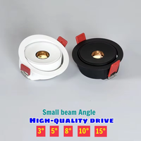 Angle de faisceau étroit 3 ° 8 ° 15 °   Plafonnier LED encastré dimmable AC85-265V 5W/7W/10W, lampe d'ambiance, spot de plafond