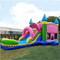 Combo château de maison amusant avec panier à billes cerceau à l'intérieur combo de toboggan gonflable 3N1