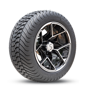 Machined/ Glossy Black 12inch Wheels and Tires 215/35-12 Tires for All <b>Golf</b> Cart - Product Image 3