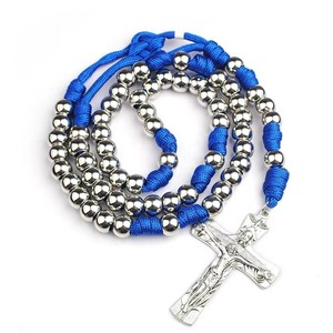 <span class=keywords><strong>Collana</strong></span> <span class=keywords><strong>Rosario</strong></span> con Perline CCB da 10mm <span class=keywords><strong>in</strong></span> <span class=keywords><strong>Acciaio</strong></span> Placcato Blu con Filo Resistente - Product Image 5