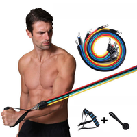 Ensemble de 11 bandes de résistance élastiques pour exercices de fitness, kit d'entraînement en latex, bandes d'entraînement pour musculation