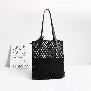 malla de algodón <span class=keywords><strong>Shopper</strong></span> Tote bolso elegante para rato viaje de compras de comestibles diario mujer chica - Product Image 5