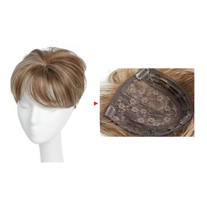 Gran oferta Clip sintético en extensiones de cabello Topper Hair Pieces <span class=keywords><strong>Rubio</strong></span> corto Pixie Cut Hair Topper Bangs para mujeres - Product Image 3