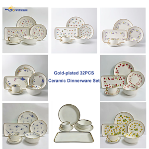 Set di Stoviglie <span class=keywords><strong>in</strong></span> <span class=keywords><strong>Porcellana</strong></span> di Lusso Moderno Placcato Oro 32 Pezzi, <span class=keywords><strong>Piatti</strong></span> e Ciotole con Motivi Floreali <span class=keywords><strong>in</strong></span> Stile Medio-Asiatico, Kit di Utensili Resistenti al Forno - Product Image 6
