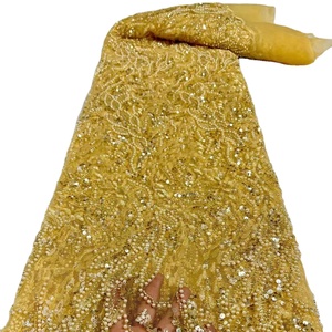 <span class=keywords><strong>Sequins</strong></span> hạt sang trọng Bridal ren vải chất lượng cao Tulle phi Wedding Dress Lady Chất liệu - Product Image 3