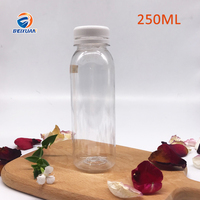 Bouteille de boisson en plastique ronde transparente de 250 ml, 350 ml, 500 ml, 1000 ml avec bouchon à vis anti-vol, fournie par l'usine