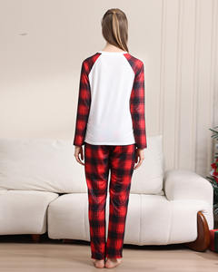 Ensemble Pyjama De Noël Imprimé Dessin Animé Drôle Grinch Pour <span class=keywords><strong>Famille</strong></span>, Tenue D'Intérieur À Carreaux Rouges Manches Longues Pour Fêtes Élégantes - Product Image 3