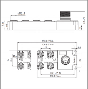 Caja de Distribución Inteligente bibo SVLEC IP67 M12 NPN PNP de 8 Vías con Conector M23 - Product Image 3