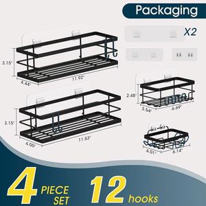 2026 New Design Black Bathroom Organiser Duschablage Acessorios Para Banheiro Stainless Steel Caddy <b>Shower</b> Caddy Storage Shelf - Product Image 4