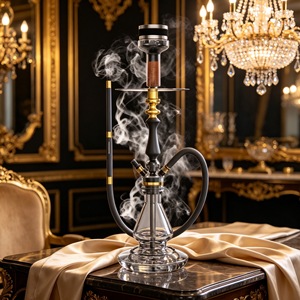 Set de Narguile/Shisha de Aluminio y Vidrio Negro Dorado con Manguera, Cazoleta y Herramientas para Bar o Regalo - Product Image 5