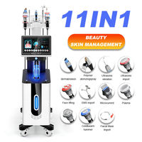 Appareil de soin du visage à l'oxygène et à l'eau 11 en 1, équipement multifonctionnel, machine de beauté à bulles d'oxygène noires, microdermabrasion hydro