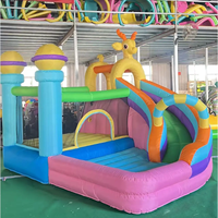 Château gonflable commercial d'extérieur pour enfants avec toboggan facile à installer, en tissu Oxford, capacité 500 kg, thème animaux et dinosaures, personnalisable