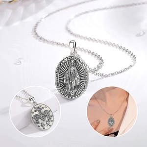 Merryshine mujer madrina 925 plata esterlina plata 925 al por mayor joyería vintage Virgen María colgante collar - Product Image 3